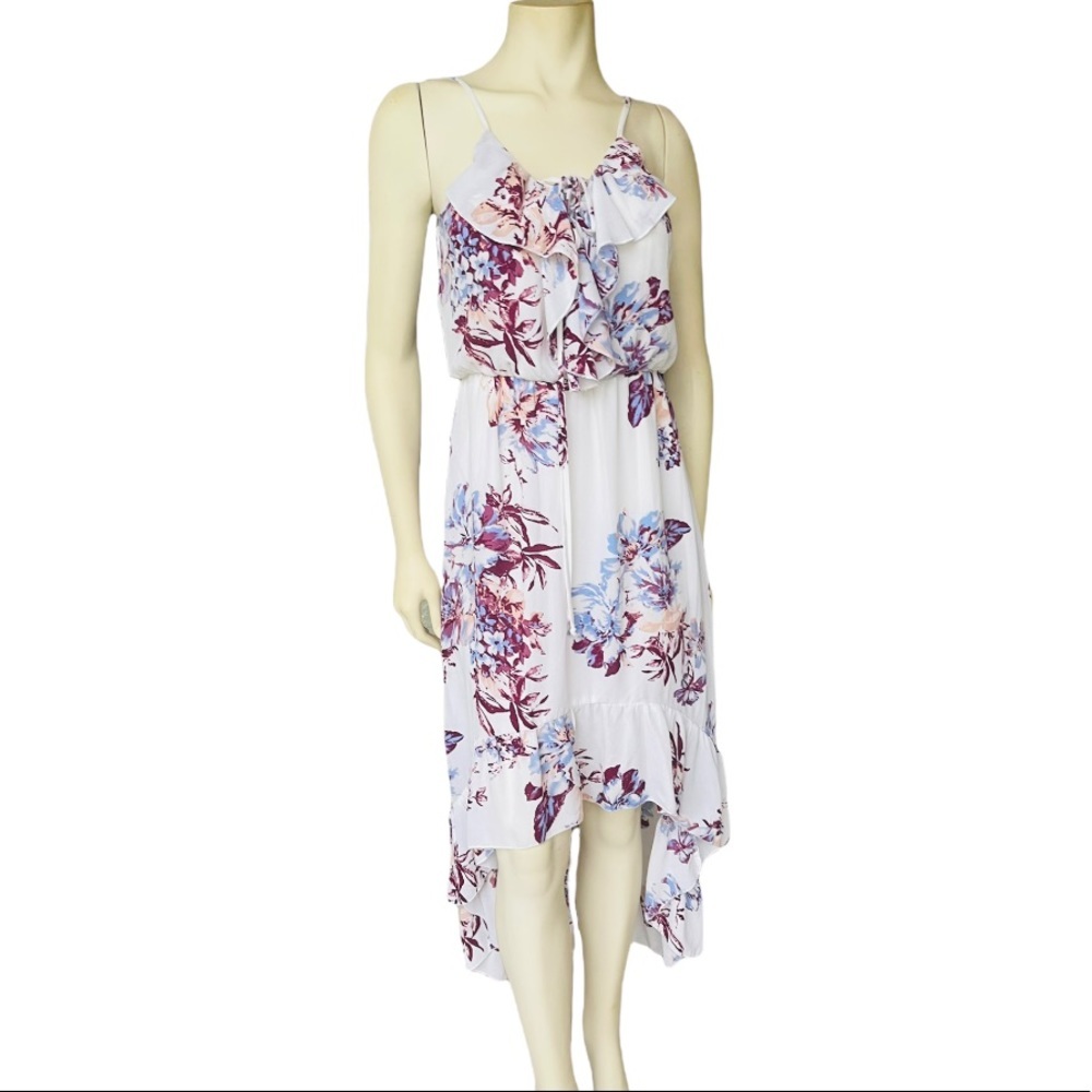 Miami Floral Ruffle High Low Maxi Dress